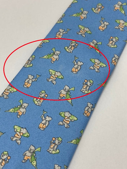 Salvatore Ferragamo サルヴァトーレフェラガモ アニマル くま柄 ネクタイ シルク100％ 中古 D4