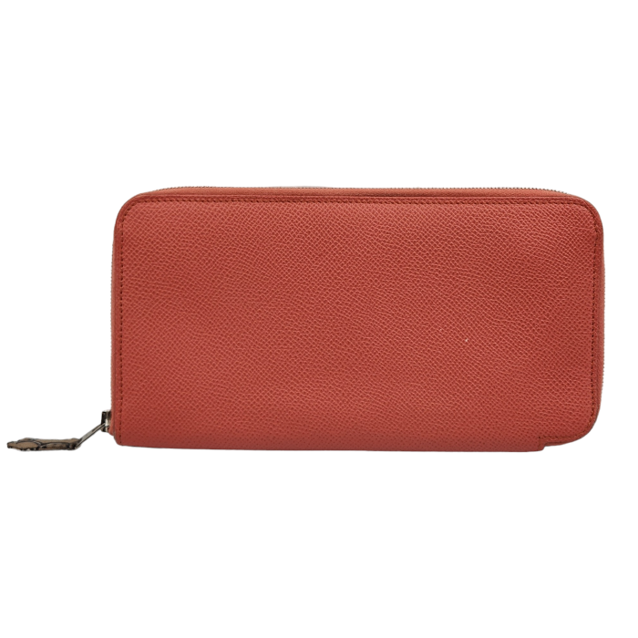 HERMES エルメス アザップロングシルクイン エプソン 長財布 レディース ラウンドジップ フラミンゴ ファスナー 中古 T1