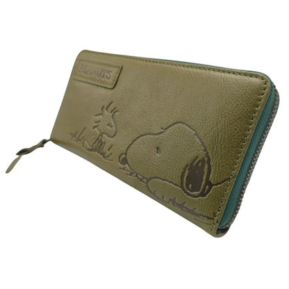 【未使用品】 NADAYA ナダヤ PEANUTS スヌーピー ファスナー 長財布 グリーン sp-73053 中古 H４