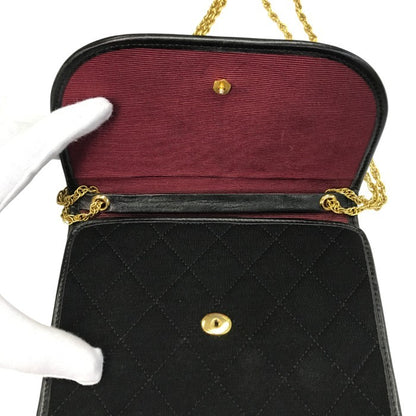 CHANEL シャネル ショルダーバッグ レディース コットンジャージ マトラッセ チェーンショルダー ココマーク ヴィンテージ ブラック 中古 T1