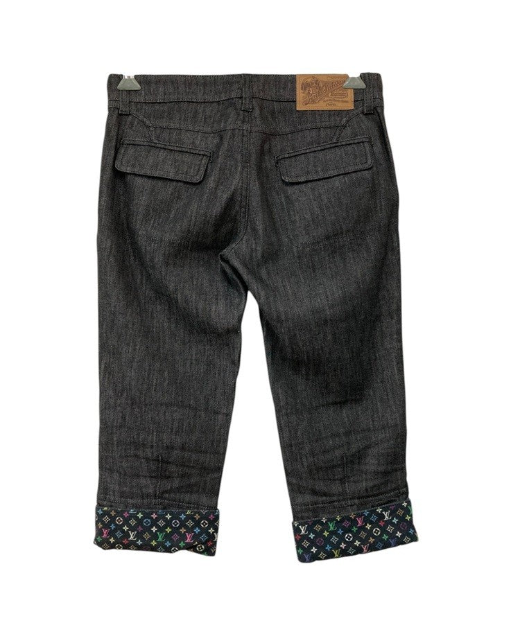 LOUIS VUITTON ルイヴィトン モノグラム マルチカラー クロップド デニムパンツ RW091W WOPA02DAZ サイズ38 レディース 中古 D4