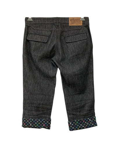 LOUIS VUITTON ルイヴィトン モノグラム マルチカラー クロップド デニムパンツ RW091W WOPA02DAZ サイズ38 レディース 中古 D4