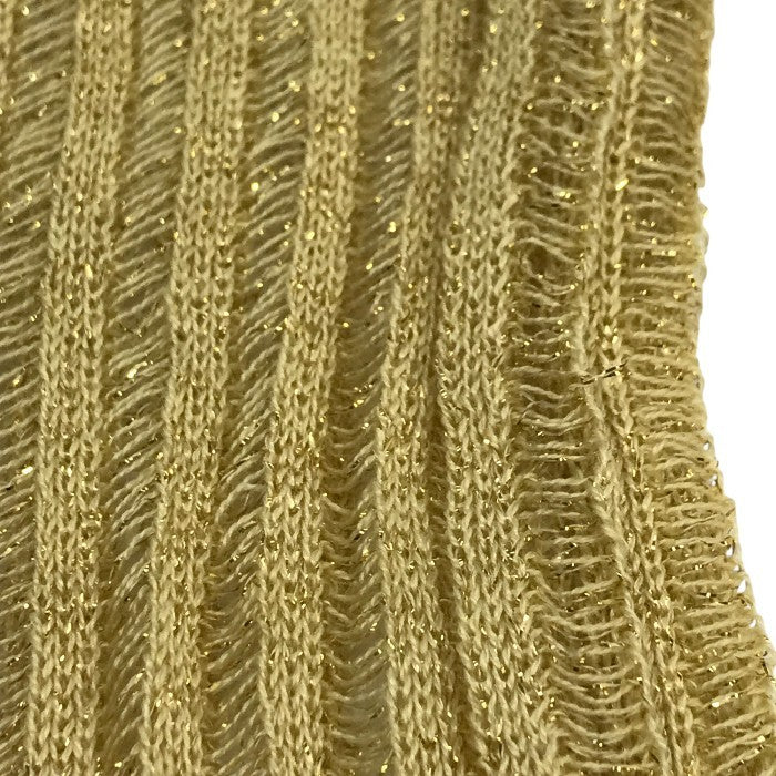 LOUIS VUITTON ルイヴィトン ニットトップス レディース フレンチスリーブ フリル カシミヤ/シルク ラメ セーター ベージュ Mサイズ 中古 T1