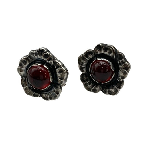 GEORG JENSEN ジョージジェンセン 2002年 ヘリテージ イヤーイヤリング SV925 ガーネット 中古 D4