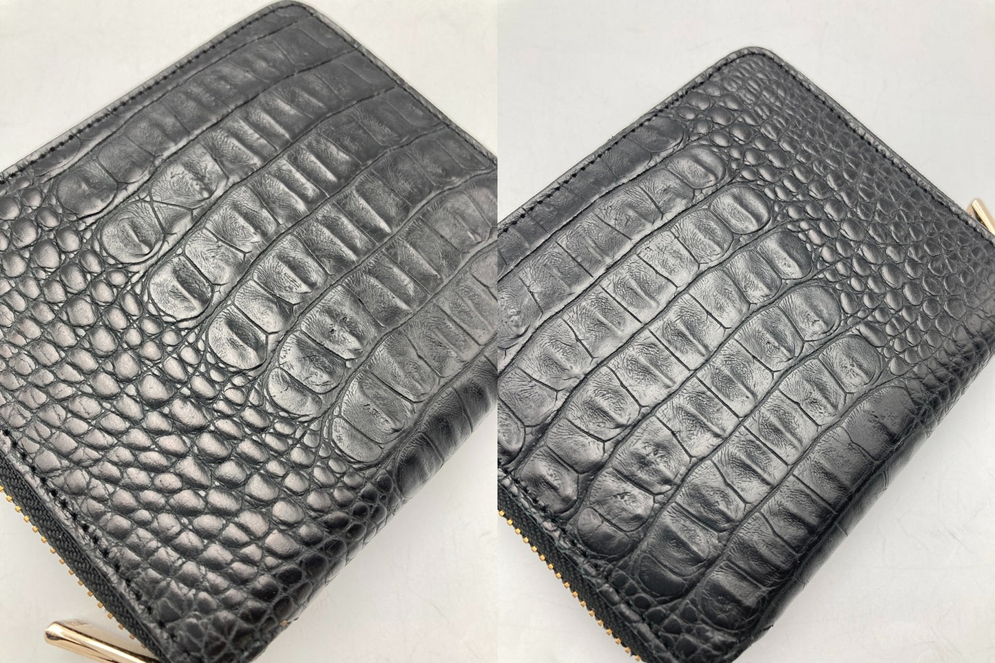 FURLA フルラ 型押しクロコ ラウンドファスナー コンパクト財布 中古 D4