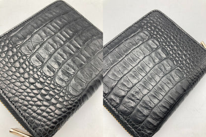 FURLA フルラ 型押しクロコ ラウンドファスナー コンパクト財布 中古 D4