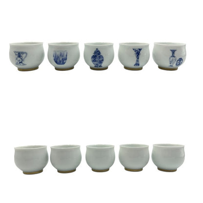 深川製磁 ブルーチャイナ 急須茶器揃 5客 和食器 セット 急須 湯呑 中古 W1