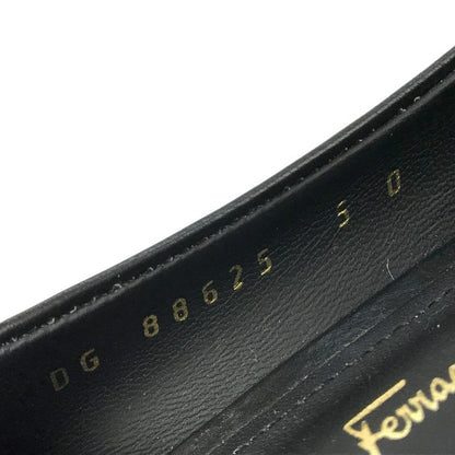 Salvatore Ferragamo フェラガモ CAPUA55 パンプス レディース レザー 変形 太ヒール ブラック 5Dサイズ 中古 T1