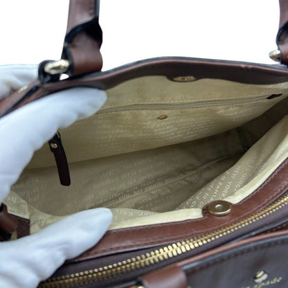 kate spade ケイトスペード ショルダー バッグ 牛革 ブラウン レザー 鞄 おしゃれ 本革 ボストン 中古 W４