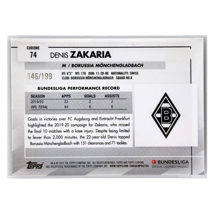 TOPPS サッカーカード CHROME DENIS ZAKARIA BORUSSIA MONCHENGLADBACH /199 #74 中古 IT1