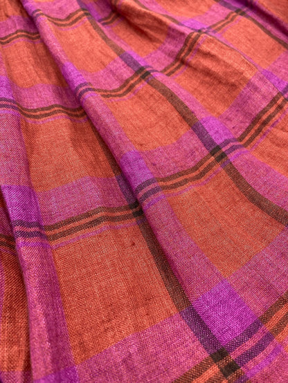 nofl ノフル チェック柄 リネン スカート サイズM～L 中古 D4