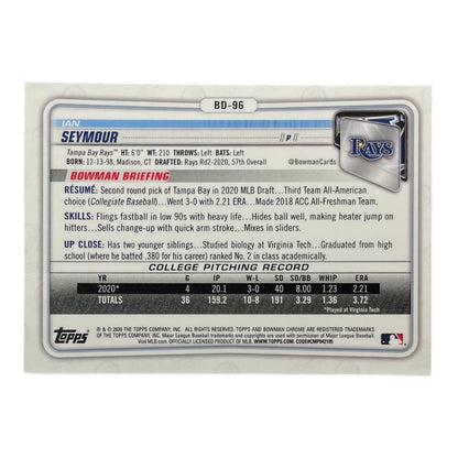 TOPPS MLBカード BOWMAN CHROME 1ST IAN SEYMOUR TAMPA BAY RAYS #BD-96 中古 IT2