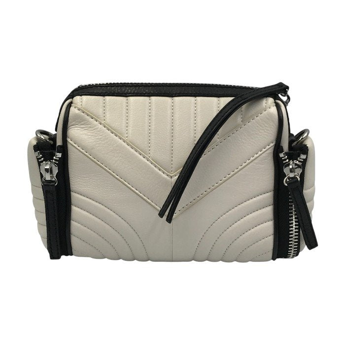 DIESEL ディーゼル LE-ZIPPER ショルダーバッグ レディース クラッチ レザー チェーン 斜め掛け 2way ジップ モノトーン ホワイト/ブラック 中古 T1