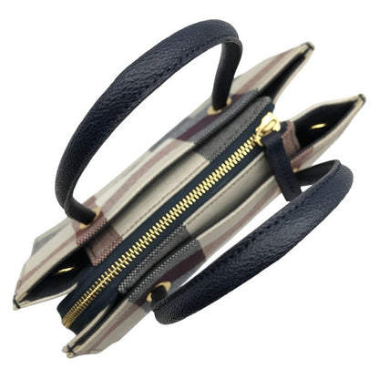 ブルーレーベル クレストブリッジ ハンドバッグ レディース 2way ショルダー チェック柄 布地 コンパクト ベージュ/レッド/ネイビー 中古 T1