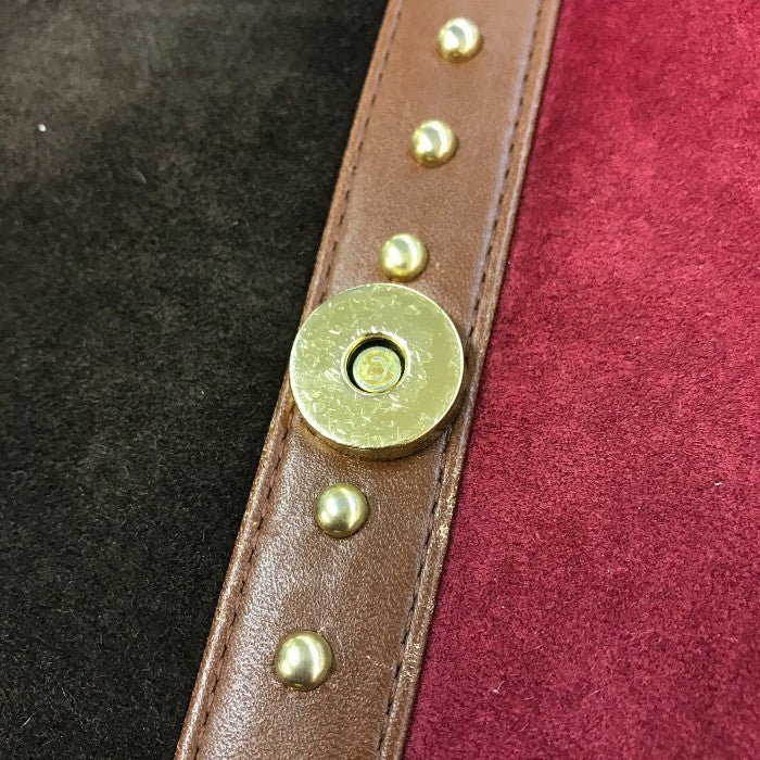 YVES SAINT LAURENT イヴサンローラン ショルダーバッグ ユニセックス スウェード スエード ヴィンテージ 斜め掛け メッセンジャー スタッズ レッド/ブラウン系 中古 T1