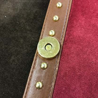 YVES SAINT LAURENT イヴサンローラン ショルダーバッグ ユニセックス スウェード スエード ヴィンテージ 斜め掛け メッセンジャー スタッズ レッド/ブラウン系 中古 T1