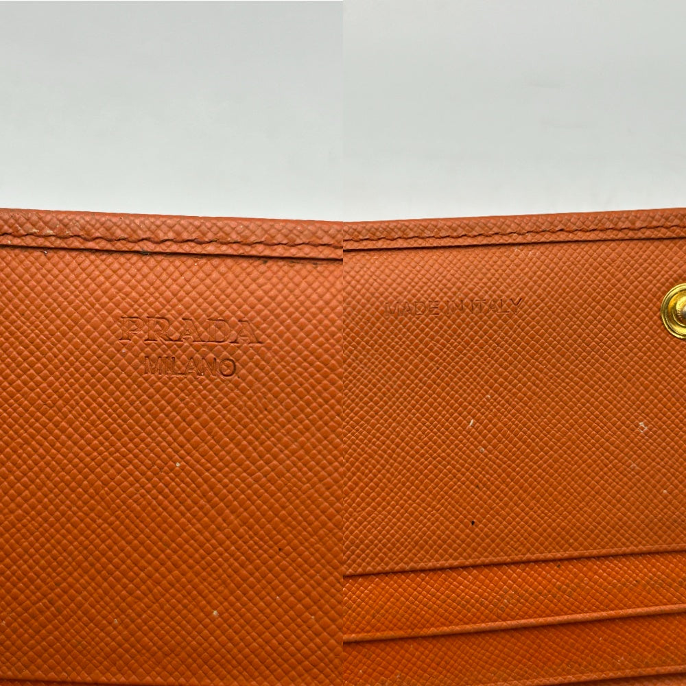 PRADA プラダ サフィアーノ レザー 長財布 オレンジ ブランド 小銭入れ レディース カードポケット 中古 W４