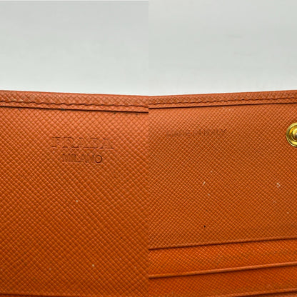 PRADA プラダ サフィアーノ レザー 長財布 オレンジ ブランド 小銭入れ レディース カードポケット 中古 W４