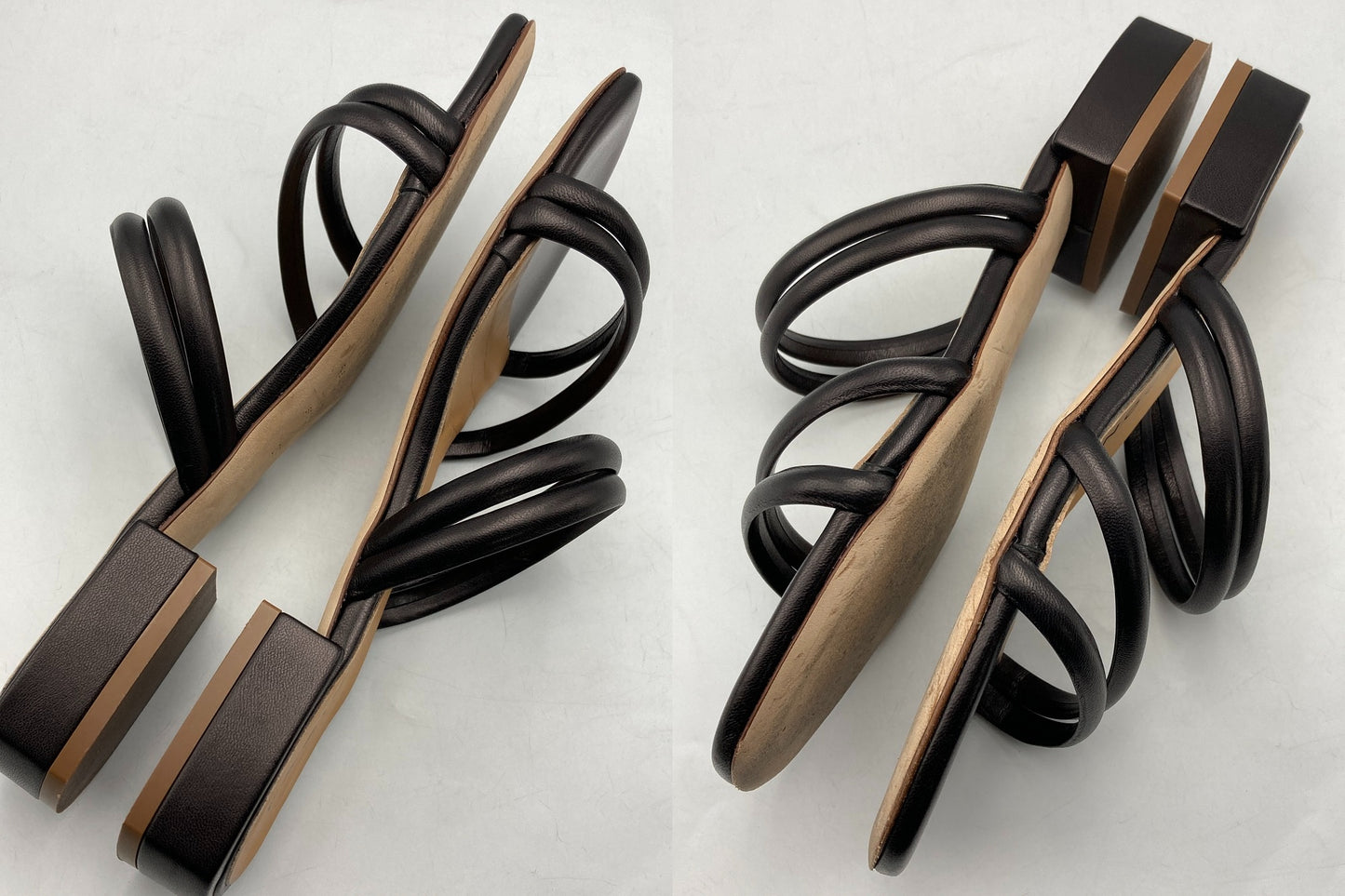 FABIO RUSCONI ファビオルスコーニ レザー クワッドラインサンダル サイズ37 中古 D4