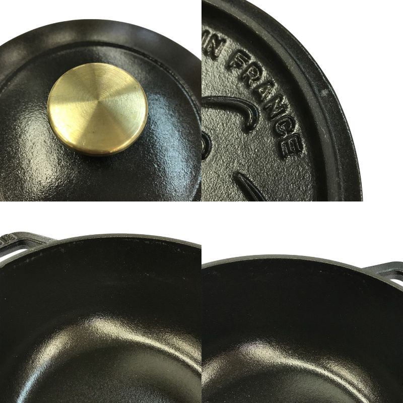 staub ストウブ ワナベ 両手 ホーロー 鍋 ブラック S 16cm IH対応 オーブン可 ほうろう Wa-NABE 40501-000 中古 T1