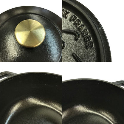 staub ストウブ ワナベ 両手 ホーロー 鍋 ブラック S 16cm IH対応 オーブン可 ほうろう Wa-NABE 40501-000 中古 T1