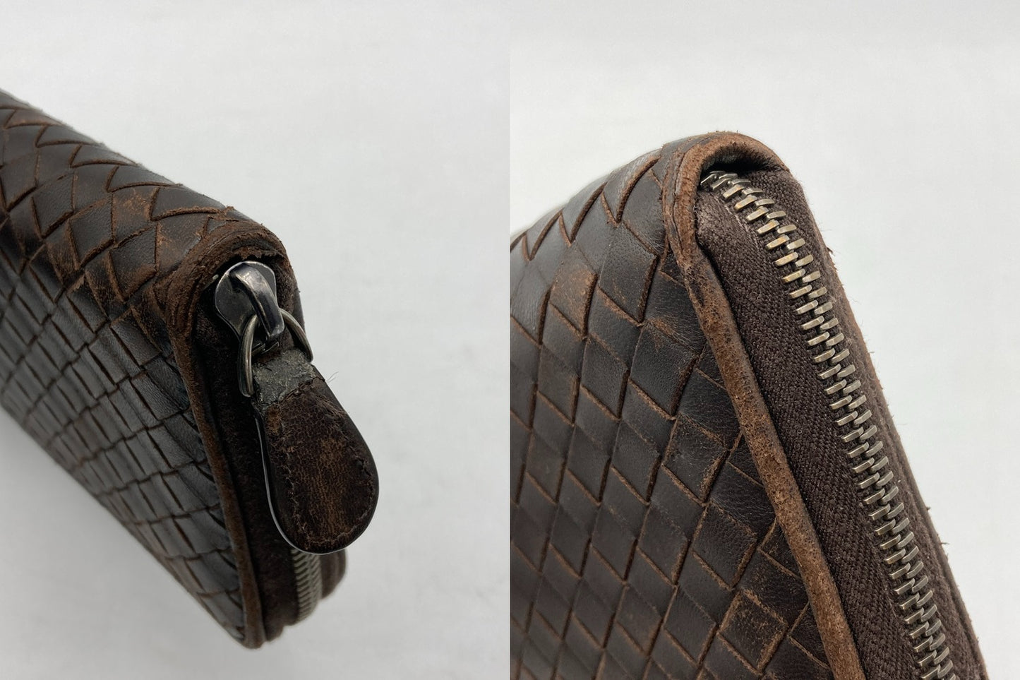 BOTTEGA VENETA ボッテガヴェネタ イントレチャート ラウンドファスナー長財布 中古 D4