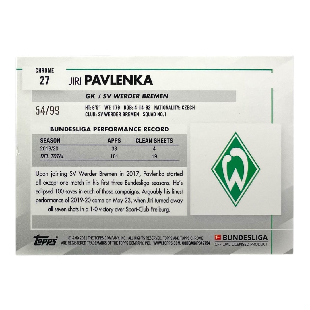 TOPPS サッカーカード CHROME JIRI PAVLENKA WERDER BREMEN /99 #27 中古 IT2