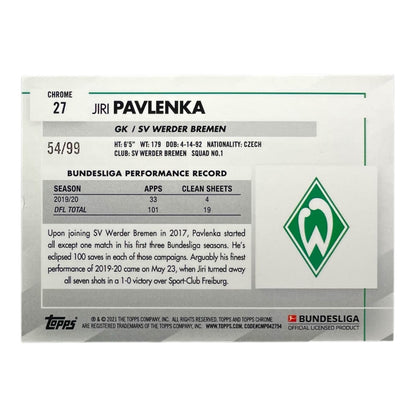 TOPPS サッカーカード CHROME JIRI PAVLENKA WERDER BREMEN /99 #27 中古 IT2