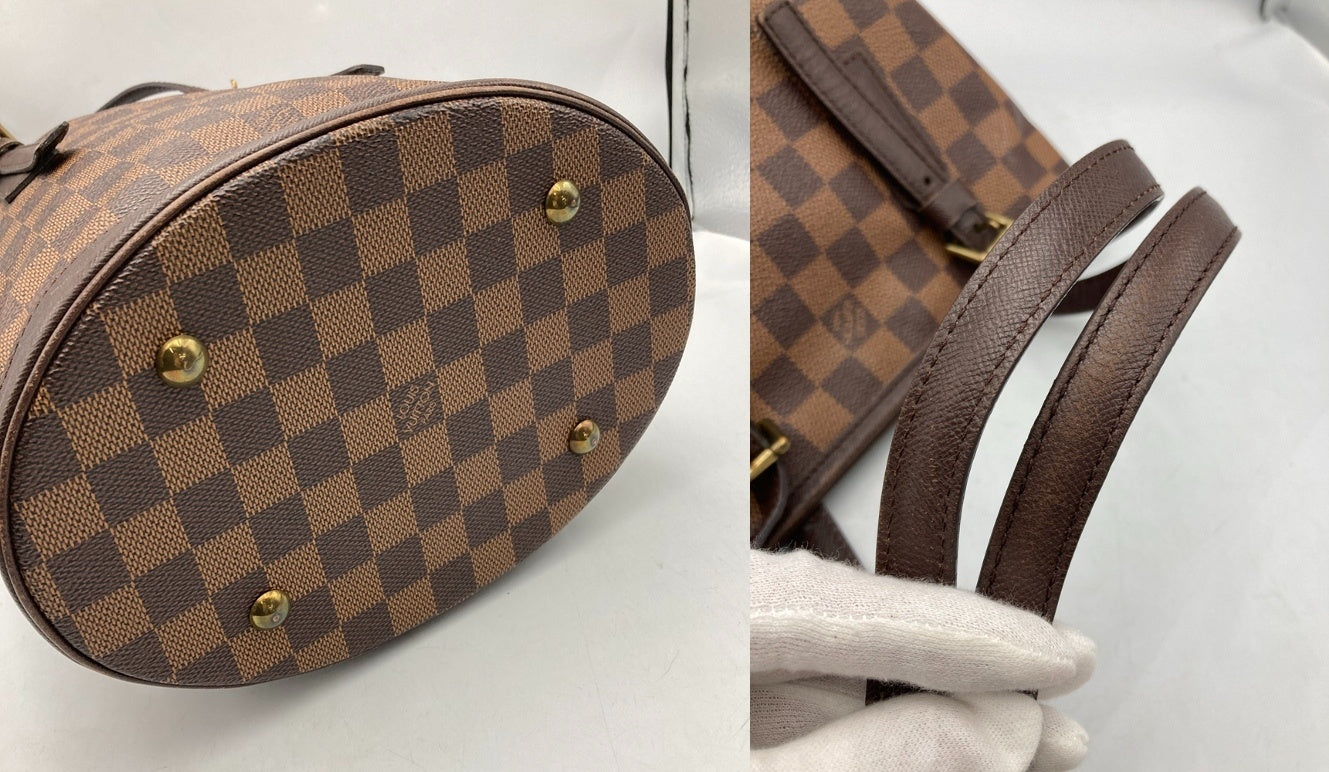 LOUIS VUITTON ルイヴィトン ダミエ エベヌ マレ バケツ型 ショルダー トートバッグ ポーチ付 N42240 中古 D4