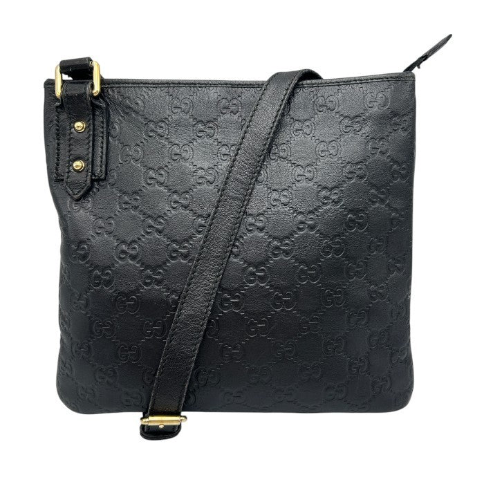 GUCCI グッチ シマ ショルダーバッグ ブラック 239347 ブランド バッグ レディース 肩掛け 斜め掛け 本革 レザー 中古 W４