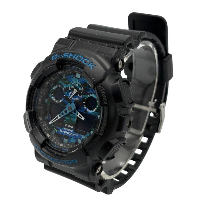 CASIO カシオ 腕時計 ジーショック GA-100CB-1AJF クオーツ ブラック ブルー 迷彩 G-SHOCK メンズ デジタル アナログ 中古 W４
