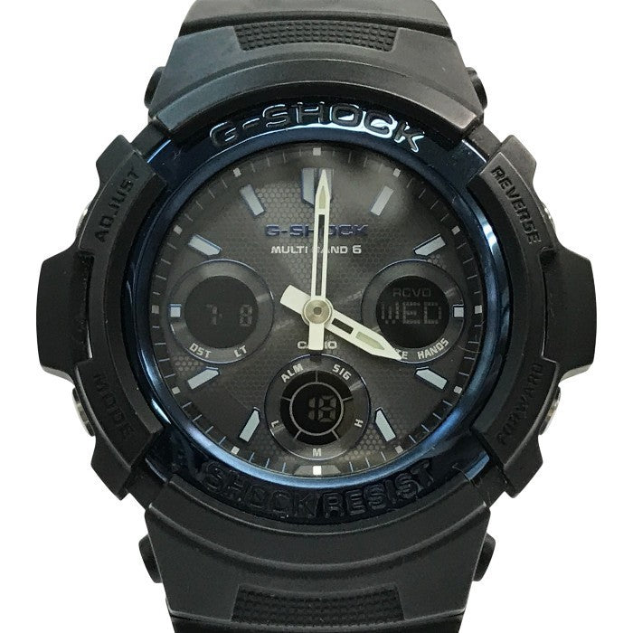 CASIO G-SHOCK 腕時計 メンズ アナログ/デジタル 電波ソーラー マルチバンド6 カジュアル ブラック/ブルー AWG-M100A-1AJF 中古 T1