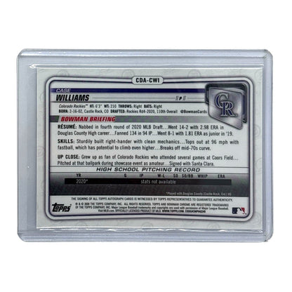 TOPPS MLBカード BOWMAN CHROME 1ST CASE WILLIAMS COLORADO ROCKIES /150 #CDA-CWI 中古 IT1