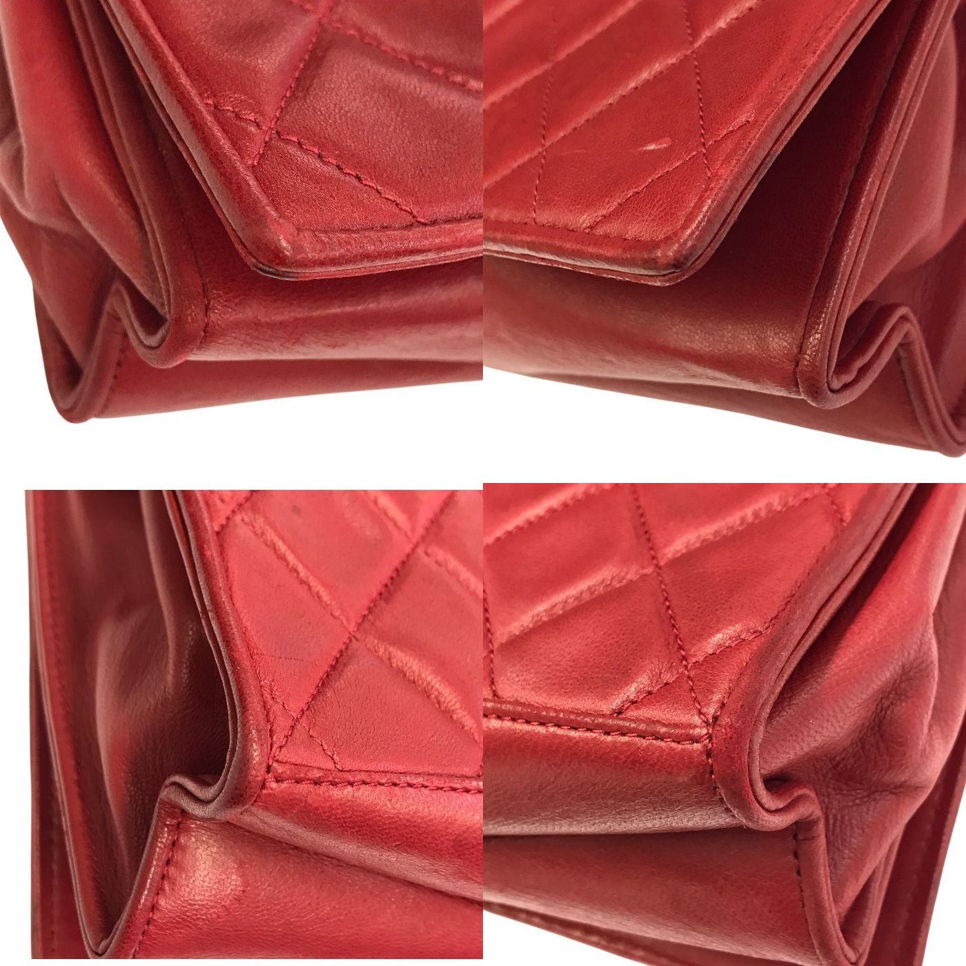 CHANEL シャネル マトラッセ ショルダーバッグ レディース ラムスキン ゴールドチェーン ココマーク ヴィンテージ レッド 中古 T1