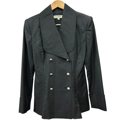 Chloe クロエ ダブルブレスト ジャケット 40 レディース アウター 裾プリーツ 中古 W４