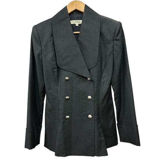 Chloe クロエ ダブルブレスト ジャケット 40 レディース アウター 裾プリーツ 中古 W４