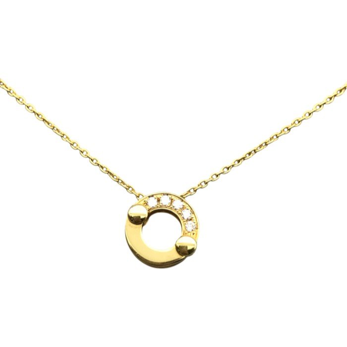 俄 NIWAKA K18/ダイヤモンド0.05ct ネックレス レディース ラウンド リング 750 イエローゴールド 45cm 中古 T1