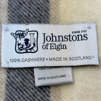 Johnstons ジョンストンズ カシミヤ ストール マフラー 大きめ レディース メンズ チェック柄 中古 W1