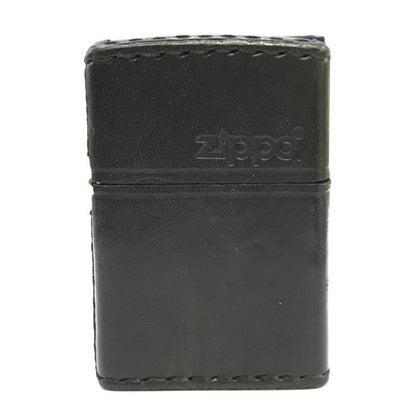 ZIPPO ジッポー 革巻き オイルライター レザー ブラック ロゴ シンプル コレクション 中古 T1