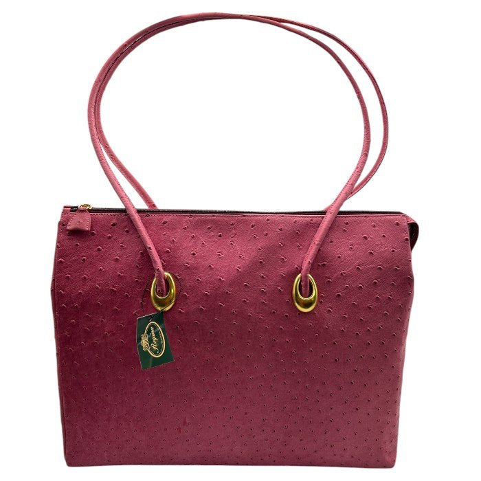 Regina レジーナ オーストリッチ トートバッグ 鞄 レザー 大きめ 通勤 レディース ピンク 中古 W４