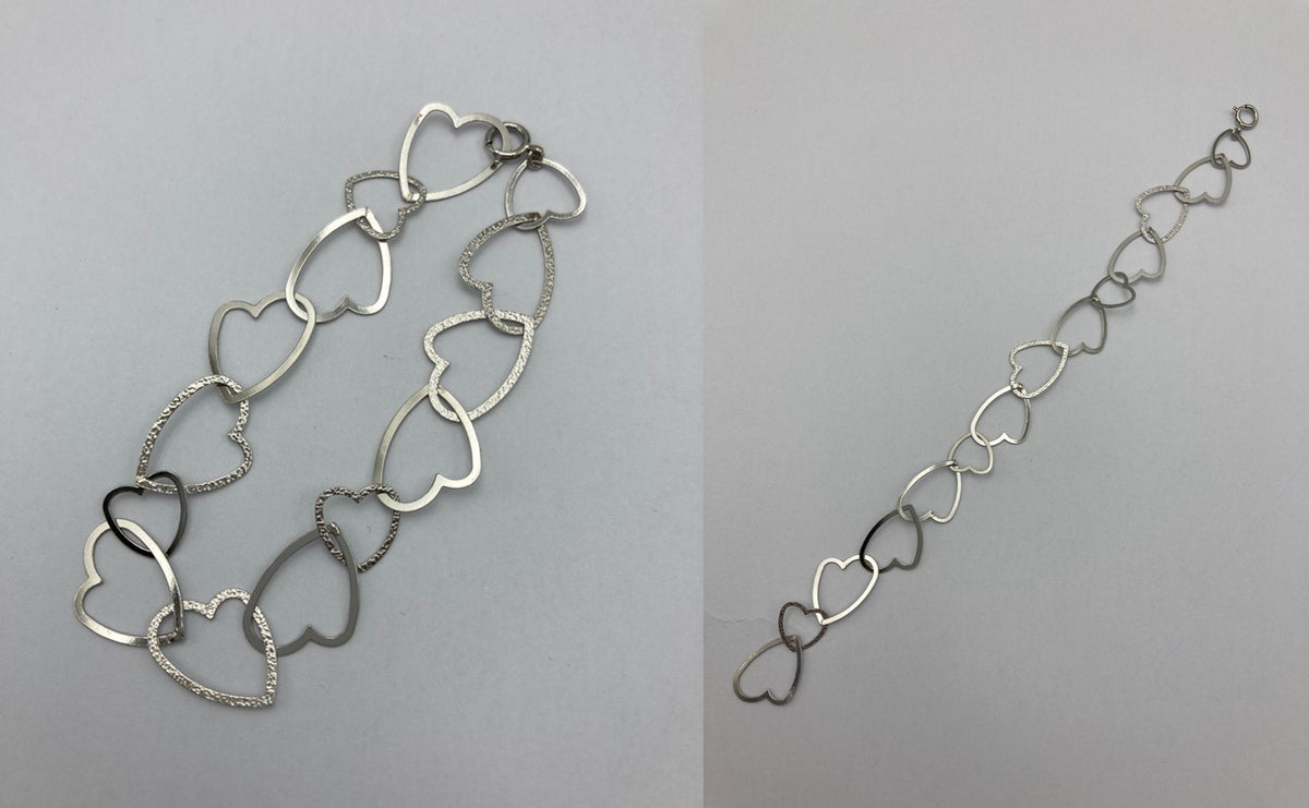 Pt850 オープンハート チェーンブレスレット 中古 D4