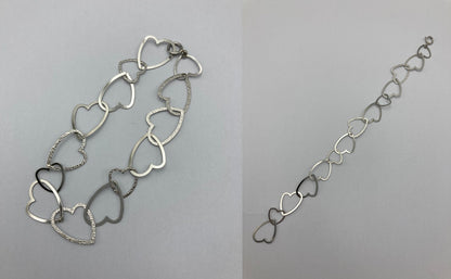 Pt850 オープンハート チェーンブレスレット 中古 D4