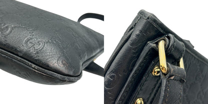 GUCCI グッチ シマ ショルダーバッグ ブラック 239347 ブランド バッグ レディース 肩掛け 斜め掛け 本革 レザー 中古 W４