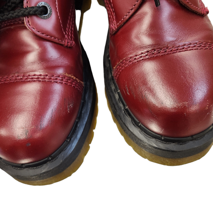 Dr.Martens ドクターマーチン Crazy Bomb ブーツ レディース レザー 10ホール ダブルソール 厚底 レースアップ チェリーレッド UK6(25cm) 中古 T1