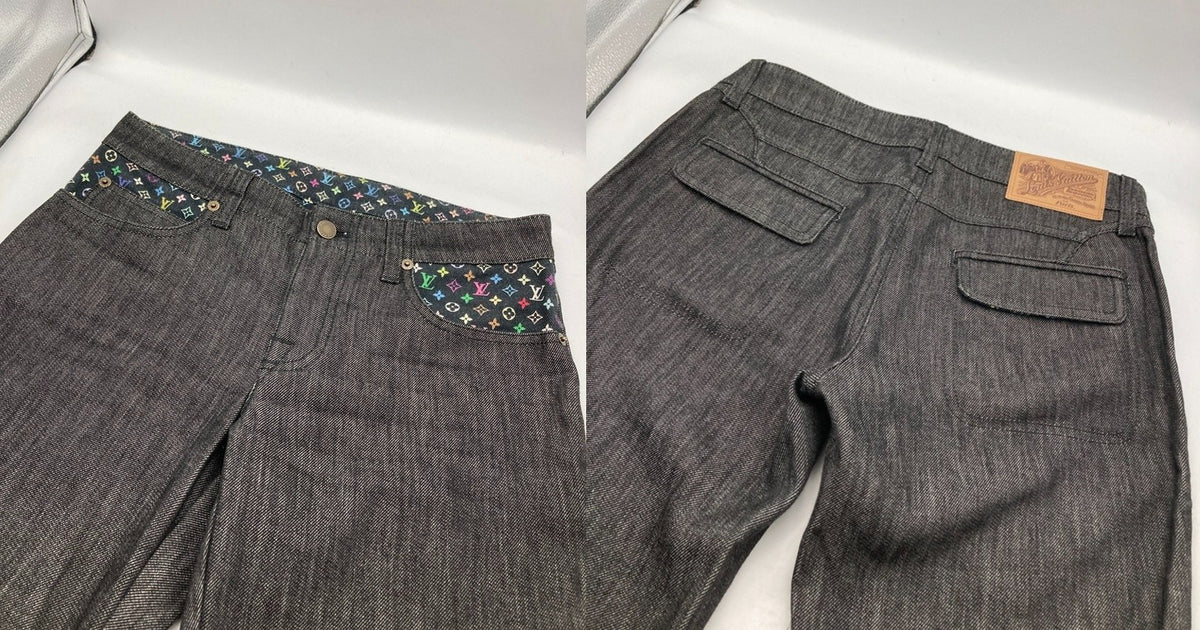 LOUIS VUITTON ルイヴィトン モノグラム マルチカラー クロップド デニムパンツ RW091W WOPA02DAZ サイズ38 レディース 中古 D4