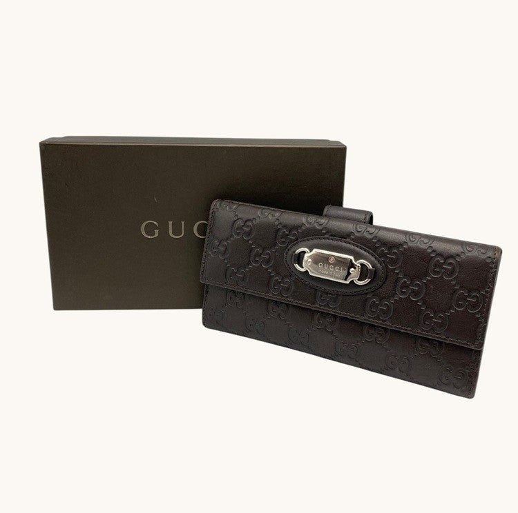 GUCCI グッチ シマレザー Wホック 長財布 231841 中古 D4
