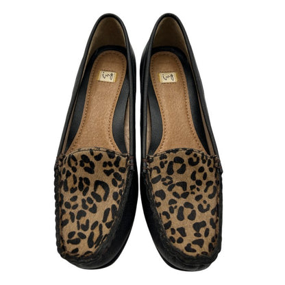 ing イング ヒョウ柄 パンプス 23cm EE スクエアトゥ ハラコ レディース ブラック チャンキーヒール 中古 W４