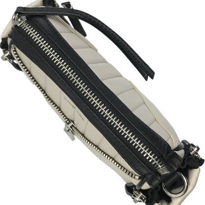 DIESEL ディーゼル LE-ZIPPER ショルダーバッグ レディース クラッチ レザー チェーン 斜め掛け 2way ジップ モノトーン ホワイト/ブラック 中古 T1