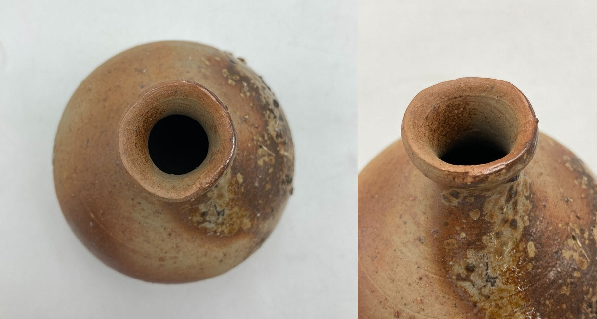 備前焼 岡山県重要無形文化財保持者 藤原建 備前小徳利 中古 D4