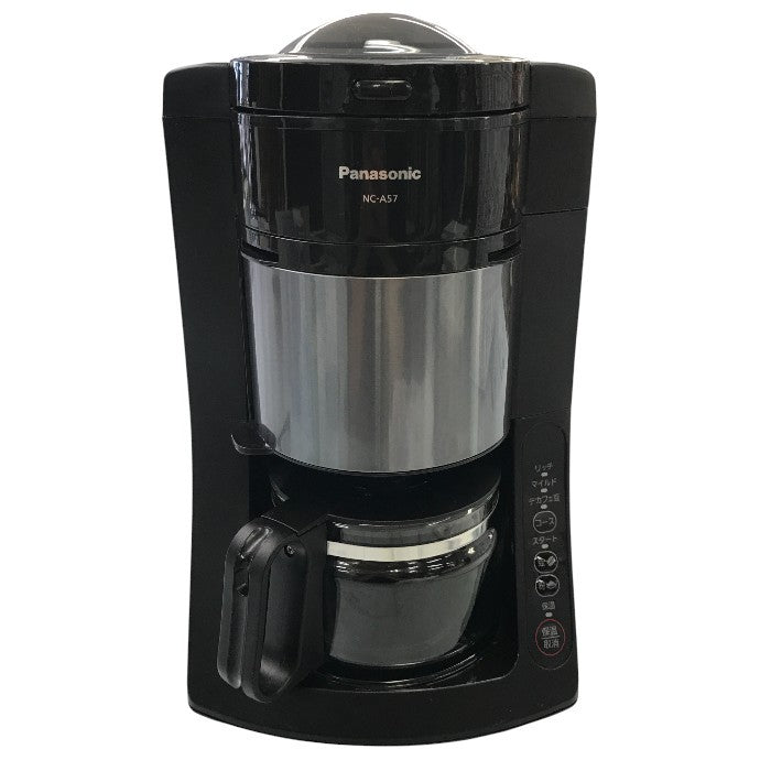パナソニック コーヒーメーカー 全自動 ミル付き 沸騰浄水機能 デカフェ豆コース搭載 670ml ブラック NC-A57 中古 Y1